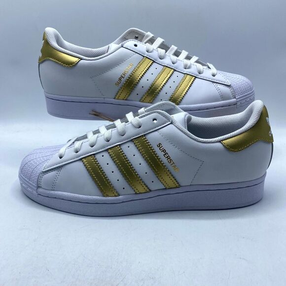 Adidas Superstar Sneaker White Gold FX7483 Women's Size 9.5 NEW - Picture 2 of 11
